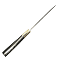 elTORO Corno dottone - Damasco - Coltello da caccia - 11 cm - fodero in pelle incluso