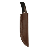 elTORO Corno dottone - Damasco - Coltello da caccia - 11 cm - fodero in pelle incluso