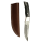 elTORO Corno dottone - Damasco - Coltello da caccia - 11 cm - fodero in pelle incluso