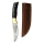 elTORO Corno dottone - Damasco - Coltello da caccia - 11 cm - fodero in pelle incluso