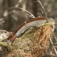 elTORO Machete - acciaio damasco - 28 cm - fodero in pelle incluso