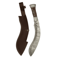 elTORO Machete - acciaio damasco - 28 cm - fodero in pelle incluso
