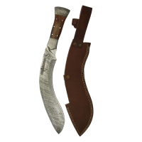 elTORO Machete - acciaio damasco - 28 cm - fodero in pelle incluso