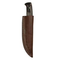 elTORO Corno dottone - Damasco - Coltello da caccia - 12 cm - fodero in pelle incluso