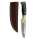 elTORO Corno dottone - Damasco - Coltello da caccia - 12 cm - fodero in pelle incluso