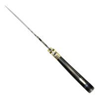 elTORO Corno dottone - Damasco - Coltello da caccia - 17 cm - fodero in pelle incluso