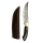 elTORO Corno dottone - Damasco - Coltello da caccia - 17 cm - fodero in pelle incluso