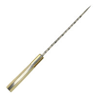 elTORO Brass Bone - Damasco - Coltello da caccia - 14 cm - fodero in pelle incluso