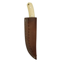 elTORO Brass Bone - Damasco - Coltello da caccia - 14 cm - fodero in pelle incluso