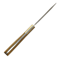 elTORO Brass Olive - Damasco - Coltello da caccia - 10 cm - fodero in pelle incluso