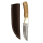 elTORO Brass Olive - Damasco - Coltello da caccia - 10 cm - fodero in pelle incluso