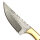 elTORO Fine Brass Bone - Damasco - Coltello da caccia - 7,7 cm - fodero in pelle incluso