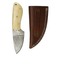 elTORO Skinner Bone - Häutemesser aus Damaszener Stahl - 8,5cm - inkl. Lederscheide