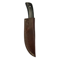 elTORO Damascus Horn - Damasco - Coltello da caccia - 9 cm - fodero in pelle incluso