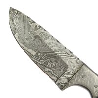 elTORO Damascus Horn - Damasco - Coltello da caccia - 9 cm - fodero in pelle incluso