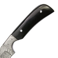 elTORO Damascus Horn - Damasco - Coltello da caccia - 9 cm - fodero in pelle incluso