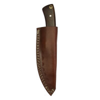 elTORO Walnut - Damasco - Coltello da caccia - 8,3 cm - fodero in pelle incluso