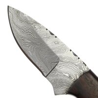 elTORO Walnut - Damasco - Coltello da caccia - 8,3 cm - fodero in pelle incluso