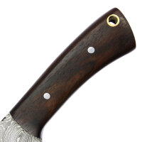 elTORO Walnut - Damasco - Coltello da caccia - 8,3 cm - fodero in pelle incluso