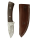 elTORO Walnut - Damasco - Coltello da caccia - 8,3 cm - fodero in pelle incluso