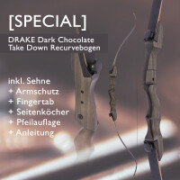 [SPECIAL] DRAKE Dark Chocolate - Take Down - 64 Zoll - 18-38 lbs - Recurvebogen | Linkshand