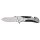 Coltello pieghevole FOX OUTDOOR - a una mano - manico in metallo - intarsi in plastica